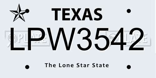 LPW3542 Texas License Plate