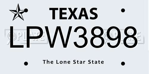 LPW3898 Texas License Plate
