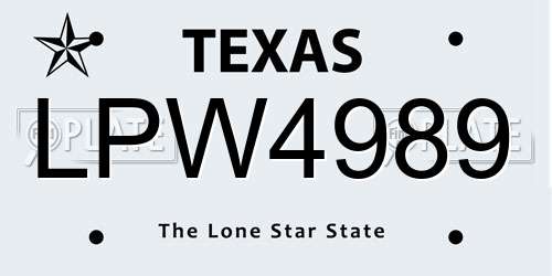 LPW4989 Texas License Plate