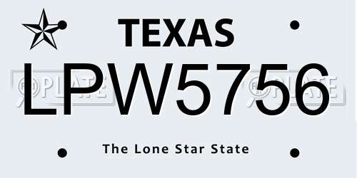 LPW5756 Texas License Plate
