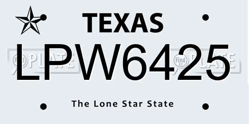 LPW6425 Texas License Plate