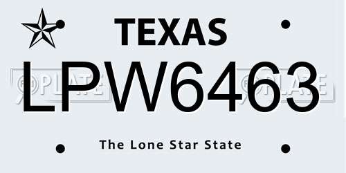 LPW6463 Texas License Plate