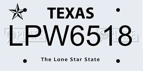 LPW6518 Texas License Plate