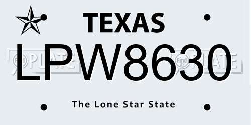LPW8630 Texas License Plate