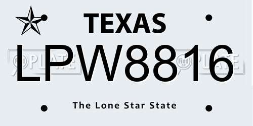LPW8816 Texas License Plate