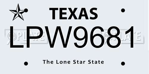 LPW9681 Texas License Plate