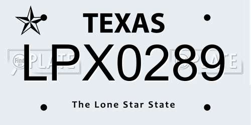 LPX0289 Texas License Plate