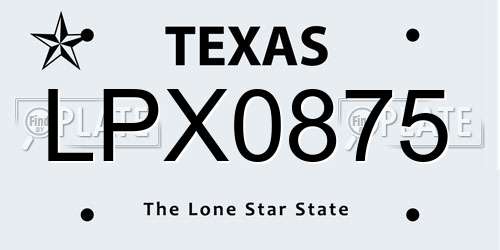 LPX0875 Texas License Plate