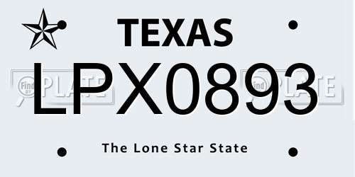 LPX0893 Texas License Plate