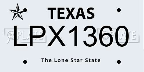 LPX1360 Texas License Plate