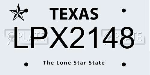 LPX2148 Texas License Plate