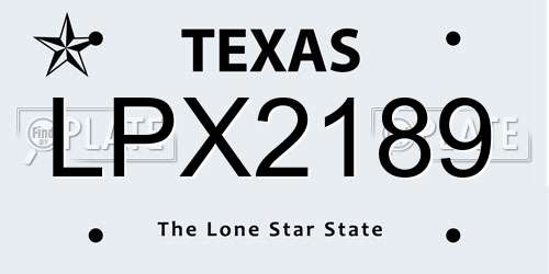LPX2189 Texas License Plate