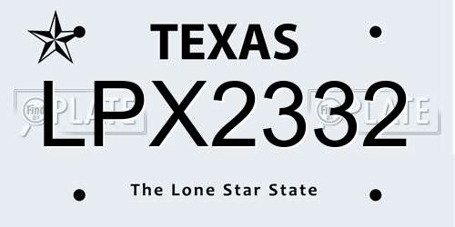 LPX2332 Texas License Plate