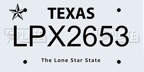 LPX2653 Texas License Plate