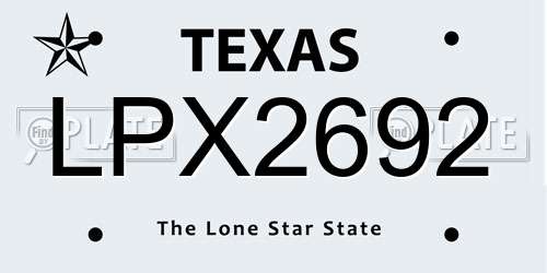 LPX2692 Texas License Plate