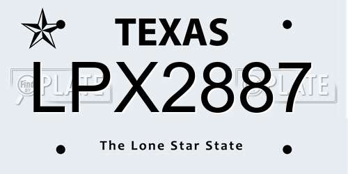 LPX2887 Texas License Plate