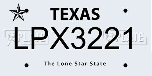 LPX3221 Texas License Plate