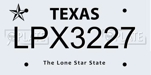 LPX3227 Texas License Plate