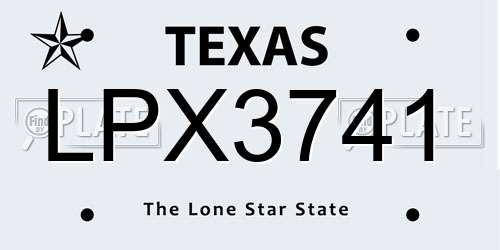 LPX3741 Texas License Plate