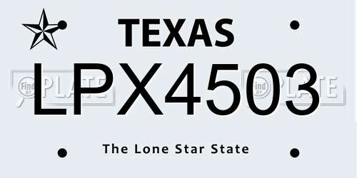 LPX4503 Texas License Plate