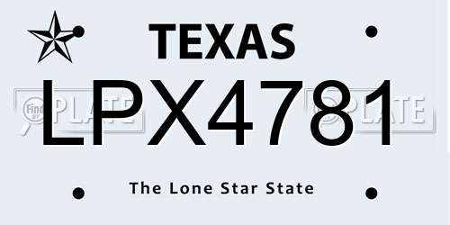LPX4781 Texas License Plate