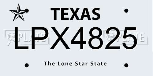 LPX4825 Texas License Plate
