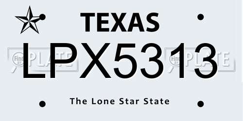 LPX5313 Texas License Plate