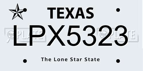 LPX5323 Texas License Plate