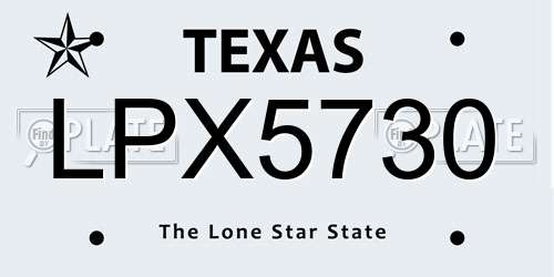 LPX5730 Texas License Plate