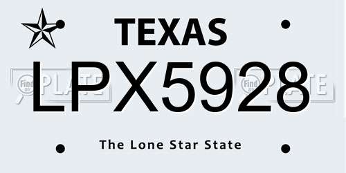 LPX5928 Texas License Plate