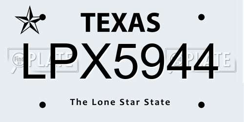 LPX5944 Texas License Plate