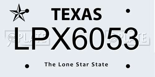 LPX6053 Texas License Plate