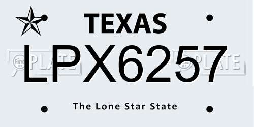 LPX6257 Texas License Plate