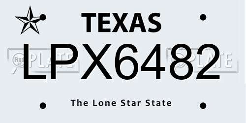 LPX6482 Texas License Plate