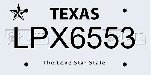 LPX6553 Texas License Plate