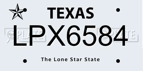 LPX6584 Texas License Plate