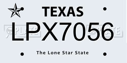 LPX7056 Texas License Plate