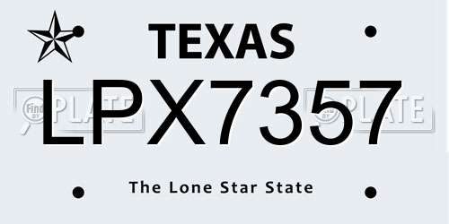 LPX7357 Texas License Plate