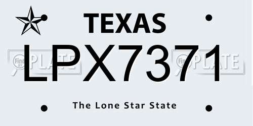 LPX7371 Texas License Plate