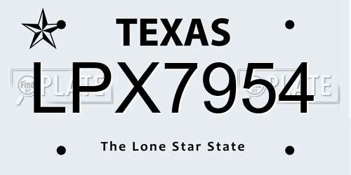 LPX7954 Texas License Plate