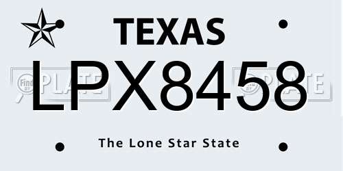 LPX8458 Texas License Plate