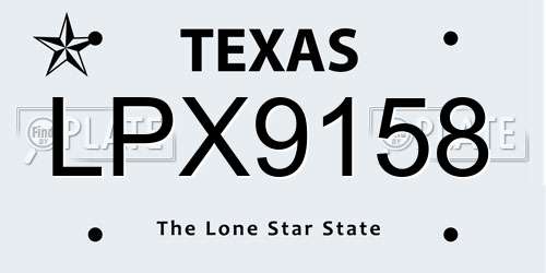 LPX9158 Texas License Plate