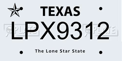 LPX9312 Texas License Plate