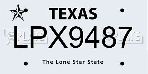 LPX9487 Texas License Plate
