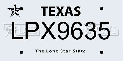 LPX9635 Texas License Plate