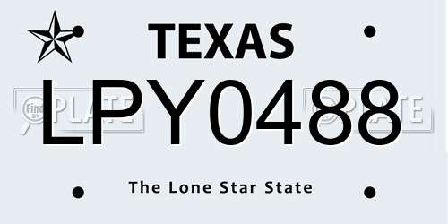 LPY0488 Texas License Plate