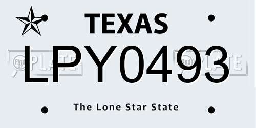 LPY0493 Texas License Plate