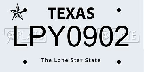 LPY0902 Texas License Plate