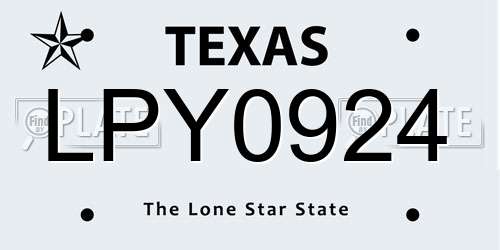 LPY0924 Texas License Plate