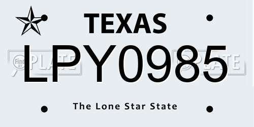 LPY0985 Texas License Plate